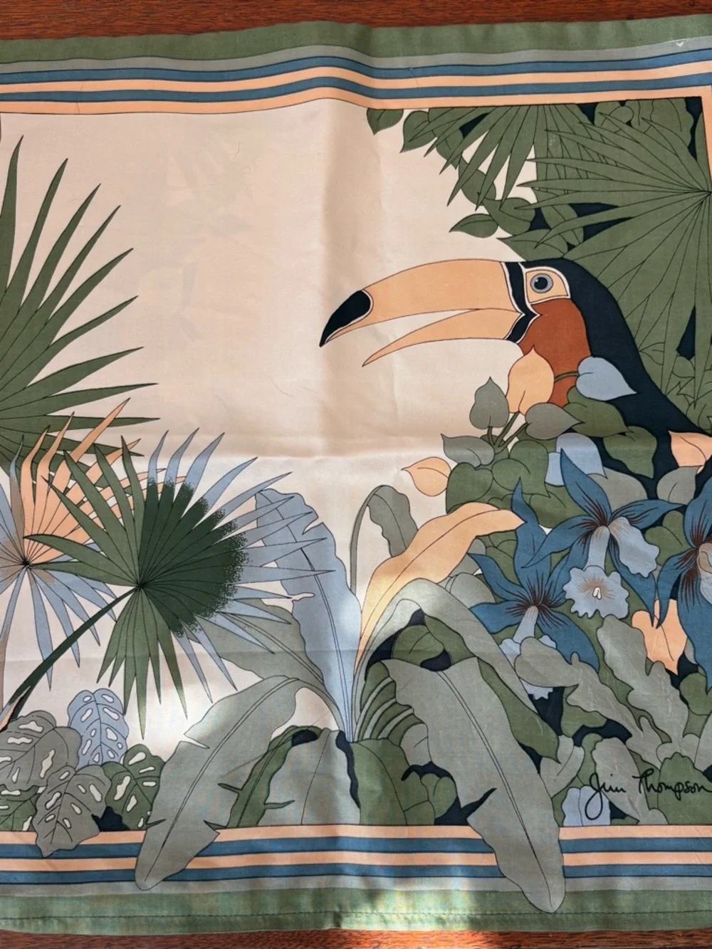Vintage Jim Thompson 100% SilkTropical Toucan Print 15x15 Pillow Covers (2!)